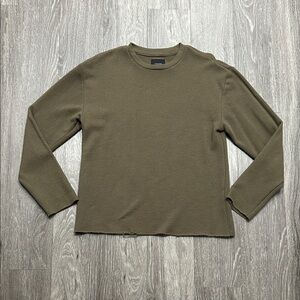 Olive Green Walffle Knit Long Sleeve
